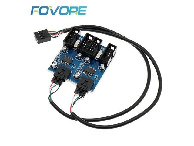 9Pin USB Header 1 To 4 Ports 9P male Extension Cable Desktop Motherboard 9-pin 1 To 4 Port Multiplier Card HUB Adapter