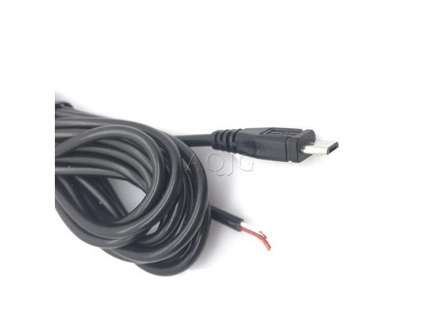 1 pcs 70cm Black micro Usb Male Plug 2 wire Power Cable Cord stripped Maximum current 3A for Raspberry pie DIY