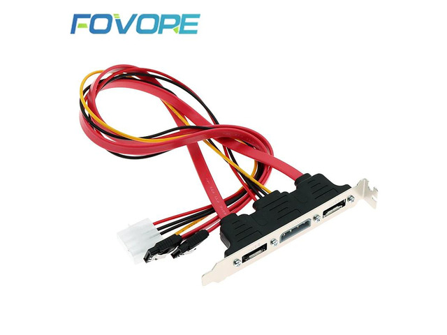 Dual SATA to 2 Ports eSATA + 4 Pin IDE Power PCI Bracket Slot Cable