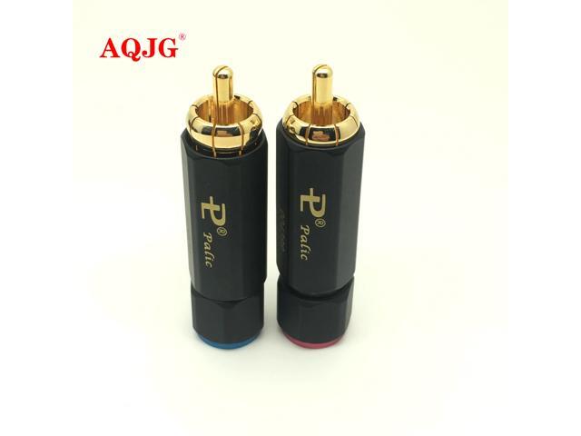 US Budweiser Copper Gold Plated RCA connectors rca stecker male signal line rca male plug lotus head copper RCA plug 10pcs/lot
