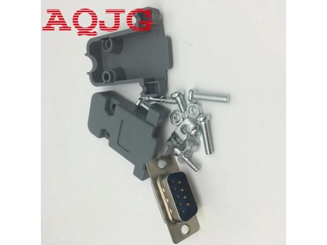 10 Set RS232 serial port connector DB9 male socket Plug connector 9 Pin copper RS232 COM adapter with Plastic Case DIY