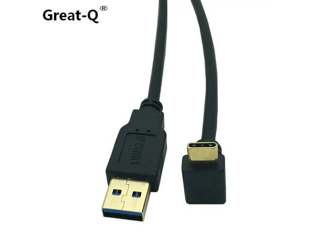 Great-Q Gold Plated USB 3.0 Type-A Male to USB3.1 Type-C Male Up/Down Angle USB Data Sync & Charger Cable Cord adapter