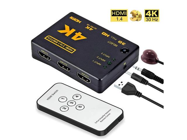 3 In 1 Port Switch Hub Premium Account Remote Control Auto Switch 1080P HD Video HDMI-compatible Output Up to 250MHz Splitter