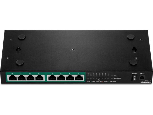 TRENDnet 8-Port Gigabit PoE+ Switch, 65W PoE Power Budget, 16Gbps Switching Capacity, IEEE 802.1p QoS, DSCP Pass-Through Support, Fanless, Wall...