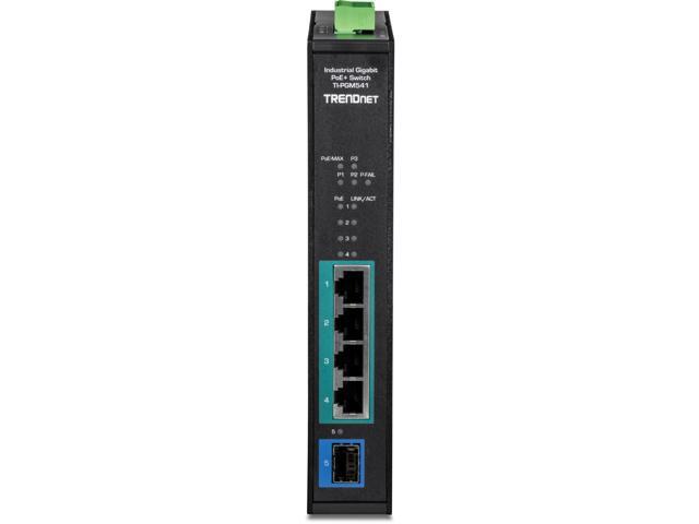 TRENDnet TI-PGM541, 5-port Industrial Gigabit PoE+ DIN-Rail Switch -20° 65°C (-4° 149°F)