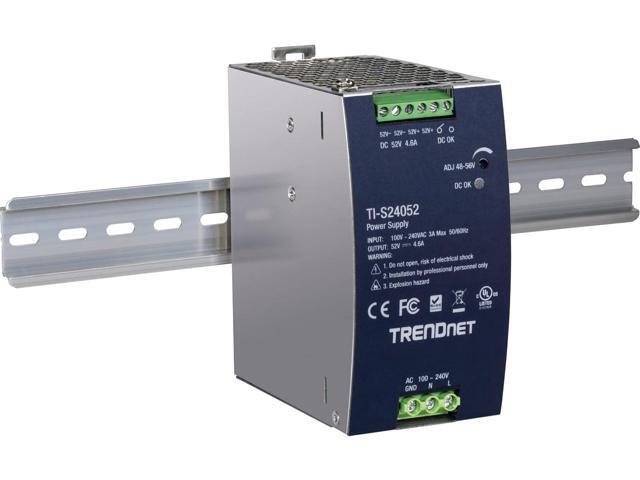 TRENDnet TI-S24052, 240W, 52V DC, 4.61A AC to DC DIN-Rail Power Supply with PFC Function