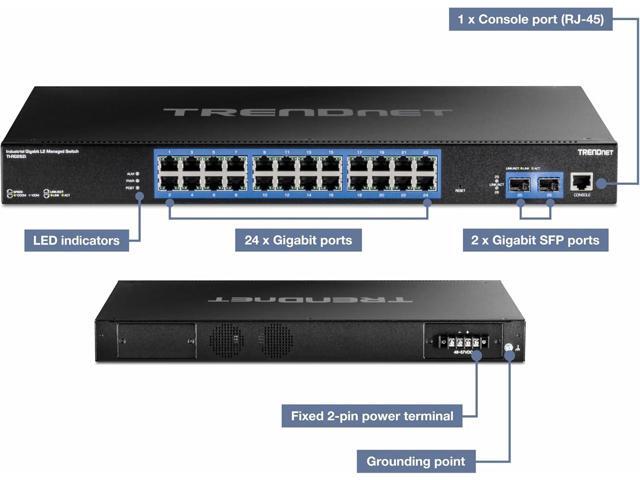 TRENDnet TI-RG262i, 26-Port Industrial Gigabit L2 Managed Rackmount Switch