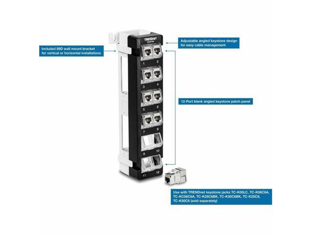 TRENDnet 12-Port Blank Angled Wall Mount Keystone Patch Panel, TC-KP12V