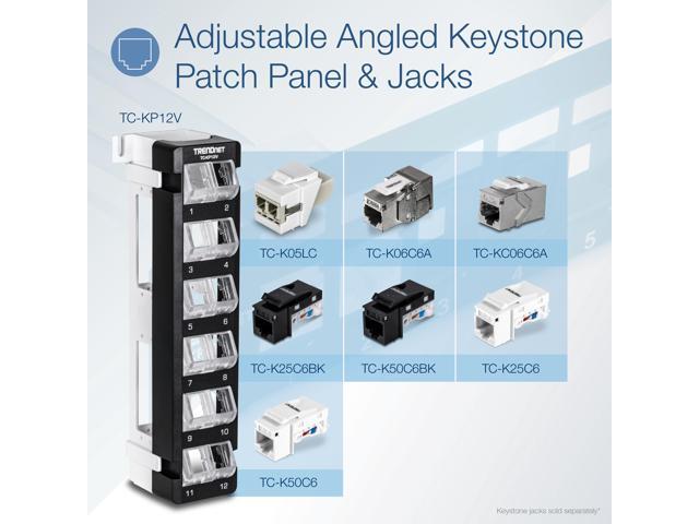TRENDnet 12-Port Blank Angled Wall Mount Keystone Patch Panel, TC-KP12V