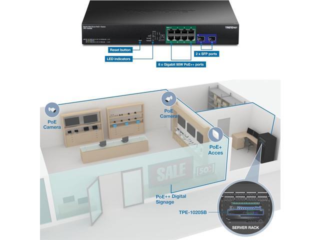 TRENDnet TPE-1020SB, 10-Port Gigabit Web Smart PoE++ Switch