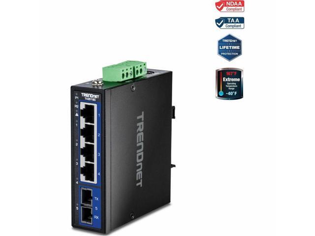 TRENDnet 5-Port Hardened Industrial Gigabit DIN-Rail Switch, TI-G51SC