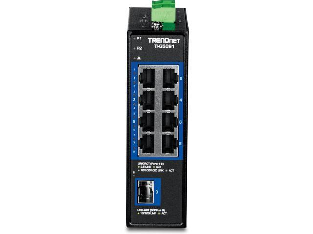 TRENDnet TI-G5091 9-Port Industrial 2.5G DIN-Rail Switch with 10G SFP+ Port