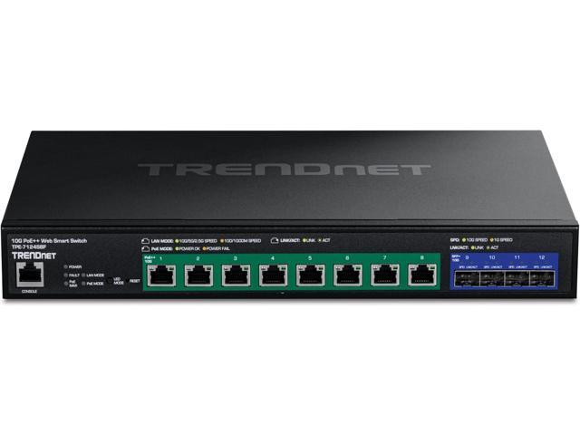 TRENDnet TPE-7124SBF 12-Port 10G PoE++ Web Smart Switch (720W)