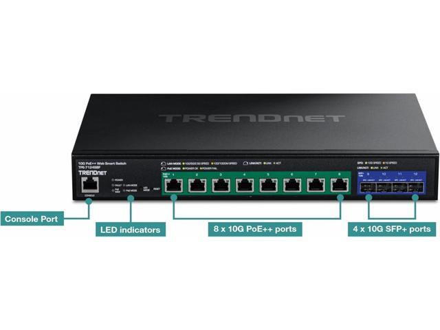 TRENDnet TPE-7124SBF 12-Port 10G PoE++ Web Smart Switch (720W)
