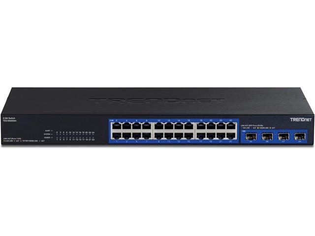 Trendnet TEG-S50284 28-Port Multi-Gig Switch - 24x 2.5Gb RJ45 Ports - 4x 10G SFP+ Ports - 200Gbps Switch Capacity - Rack Mount Ready - Black