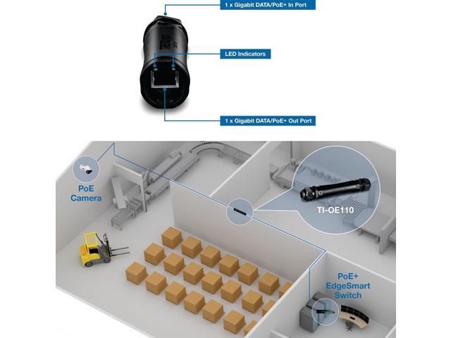 TRENDnet Industrial Waterproof Gigabit PoE+ Extender, TI-OE110, Extend PoE+ Connection up to an Additional 100m (328 ft.), Supports PoE (15.4W) and...