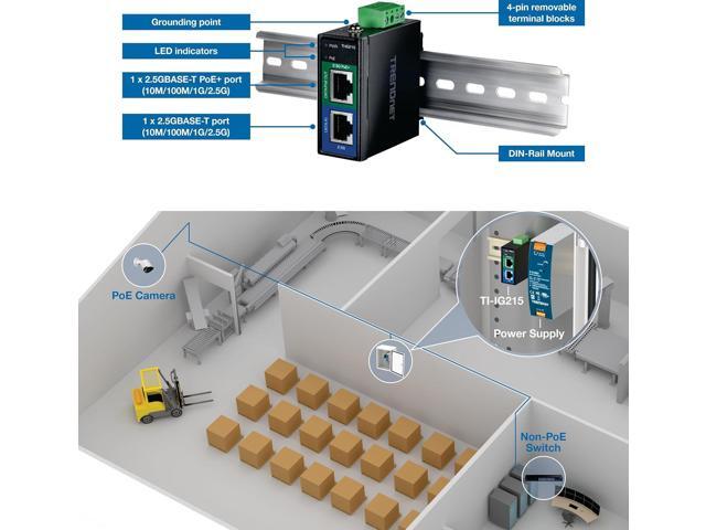 TRENDnet TI-IG215, Industrial 2.5G PoE+ Injector