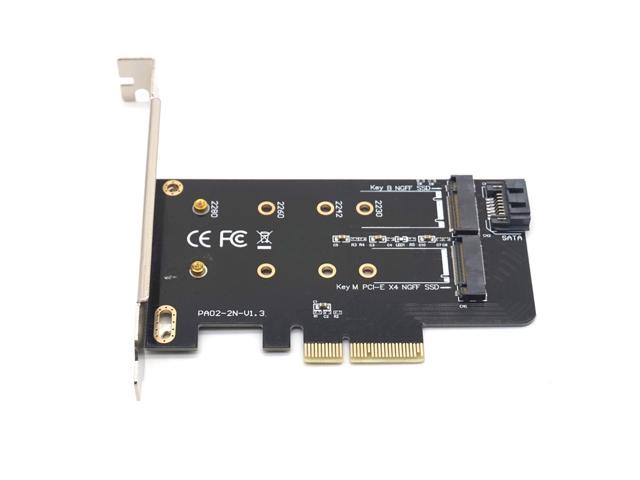 Weastlinks Dual M.2 PCIe Adapter M2 SSD NVME M Key SATA-based B Key to PCI-e 3.0 x 4 Controller Converter Card Support 2280 2260 2242 2230