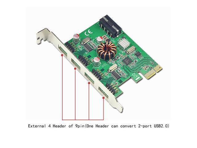 Weastlinks PCI-E Expansion Card USB 2.0 External 4x 9Pin Header 8-port USB2.0 to PCIe Card Adapter USB HUB