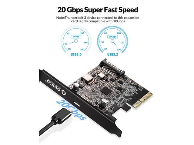 Weastlinks Type-C USB-C PCI-Express to USB 3.2 20Gbps PCI-E Express Expansion Card Adapter with ASM3242 Chipset for Windows 8/10/Linux
