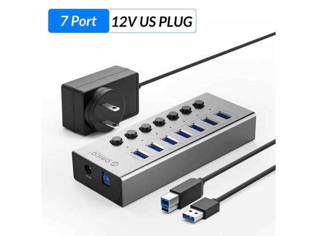 Weastlinks Industrial USB 3.0 HUB 7/10 Port Aluminum USB Splitter On/Off Switch With 12V Power Adapter Support Charging for Computer