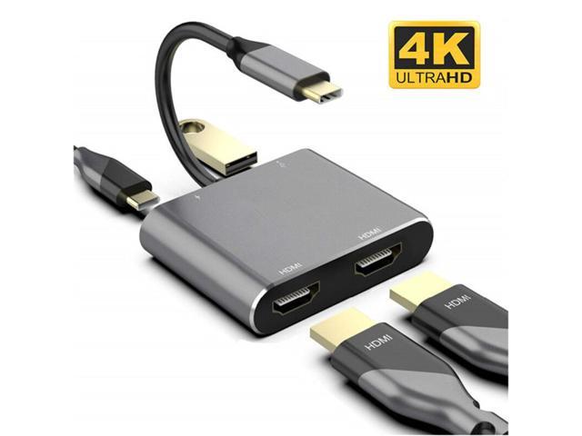 Weastlinks Type-C to Dual HDMI-Compatible USB 3.0 PD Converter 4 in 1 USB C Dock Station Hub 4K Adapter Cable For Phone Macbook Laptop TV