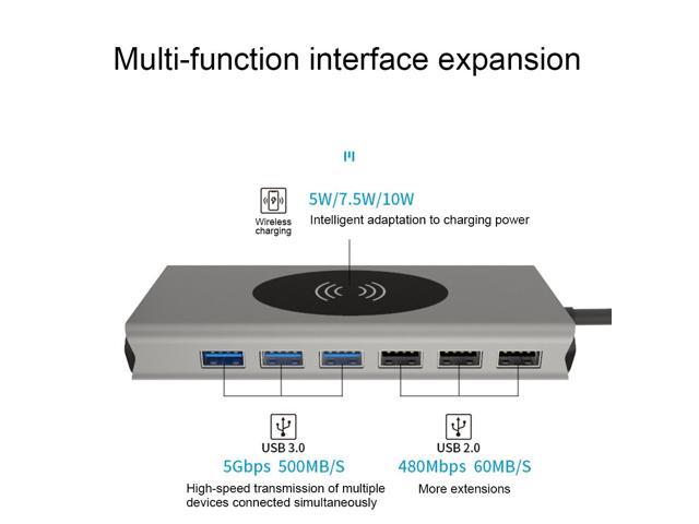 Weastlinks 15 in 1 USB HUB Multi Function USB Type-C Adapter Docking Station With Wireless Charging HDMI USB Ports USB-C Dock Compatible