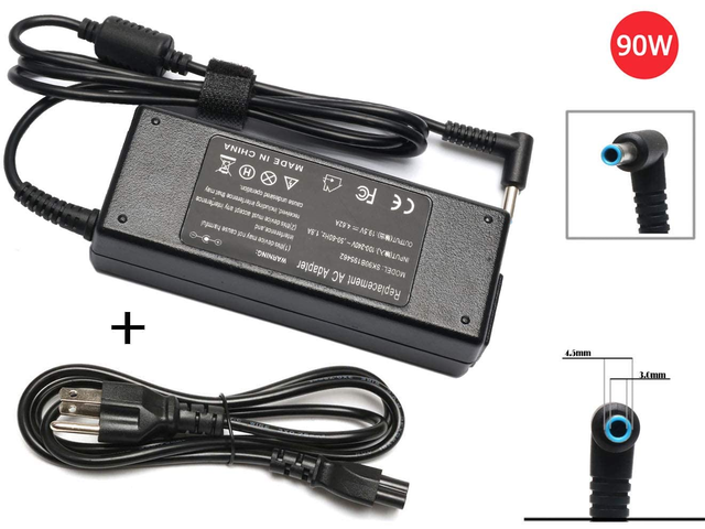 90W 19.5V 4.62A HP AC Charger Blue Tip 709986-003 753560-004 710413-001