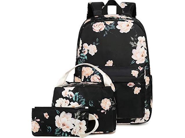 School Backpack Teen Girls Bookbags Set 15 Inches Laptop Backpack Kids Lunch Tote Bag Clutch Purse (E0066 Black) (100412137957 Electronics Computer Components) photo