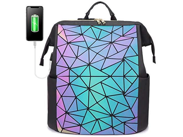 Geometric Luminous Purses And Handbags For Women Holographic Reflective Bag Backpack Wallet Clutch Set (100411878547 Electronics Computer Components) photo