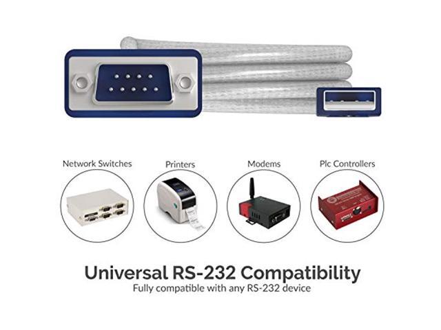 Usb 2.0 To Serial (9-Pin) Db-9 Rs-232 Converter Cable, Prolific Chipset, - Hexnuts -, [Windows 10/8.1/8/7/Vista/Xp, Mac Os X 10.6 And Above] 2.5...