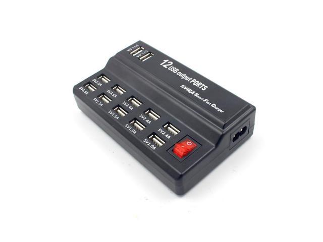 USB Charger 100-240V USB Interface Smart Fast Charge Digital Electronic Charger Multifunctional Charger, US Plug, Style:12 Ports