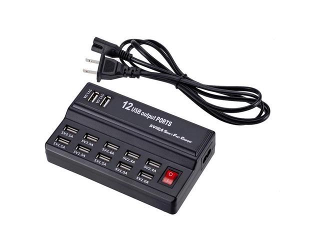 USB Charger 100-240V USB Interface Smart Fast Charge Digital Electronic Charger Multifunctional Charger, US Plug, Style:12 Ports