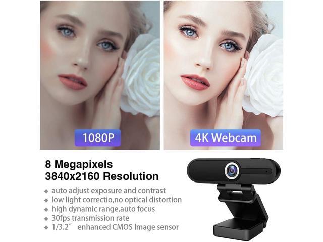 GoHZQ 4K Webcam with Microphone,8 Megapixel Web Cam,Ultra HD Web Camera for Computers,Webcam for Laptop Desktop,USB Webcam with Privacy Cover,Pro...