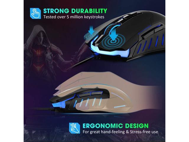 Wired Gaming Mouse [Breathing RGB LED] [Plug Play] High-Precision Adjustable 7200 DPI, 7 Programmable Buttons, Ergonomic Computer USB Mice for...