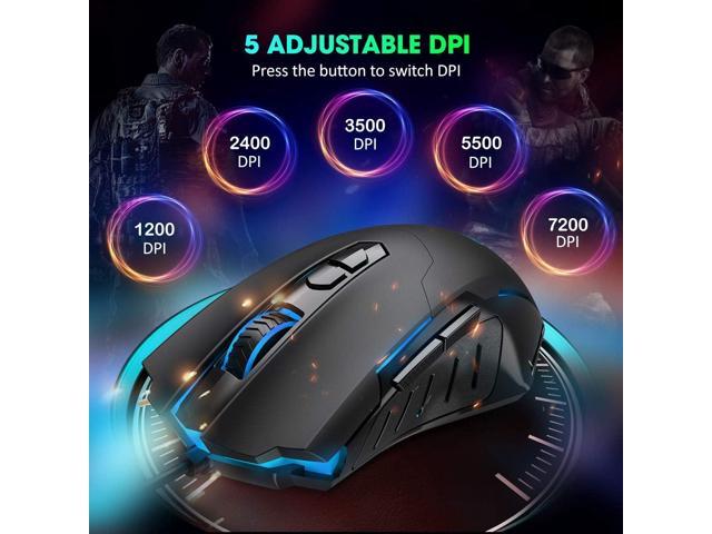 Wired Gaming Mouse [Breathing RGB LED] [Plug Play] High-Precision Adjustable 7200 DPI, 7 Programmable Buttons, Ergonomic Computer USB Mice for...