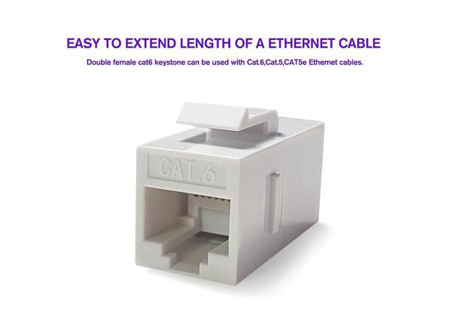 20 Pack RJ45 Coupler, Ethernet Coupler, RJ45 Keystone Jack Cat6 Coupler Female to Female CAT 6 Ethernet Network Coupler White