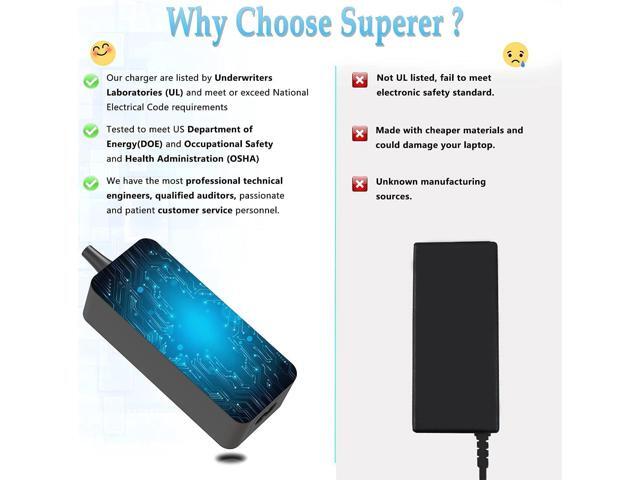 Superer AC Charger Fit for Toshiba Satellite CL15 CL15T CL45 CL15T-B CL45-C4330,Satellite Radius 11 L15W L15W-B L15W-B1302 L15W-B1208 L15W-B1208X...