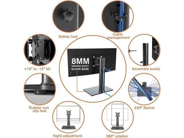 2 Pack Single LCD Computer Monitor Free-Standing Desk Stand Riser for 13 inch to 32 inch Screen with Swivel, Height Adjustable, Rotation, Holds One...
