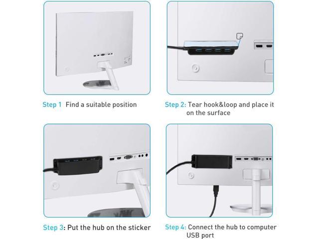 4-Port USB 3.0 Portable Desk Hub,Fixable USB Data Hub 3.0 with 3.3ft/100CM Cable for MacBook, Mac Pro/Mini, iMac, XPS, Surface Pro, Notebook PC,...