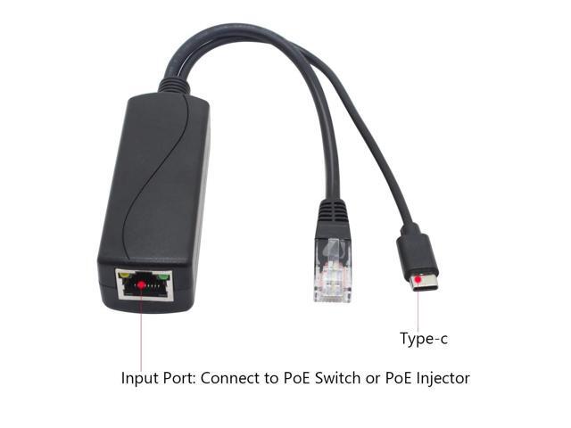 ANVISION 5V PoE Splitter, USB Type C, 48V to 5V 2.4A, IEEE 802.3af Compliant, 10/100Mbps