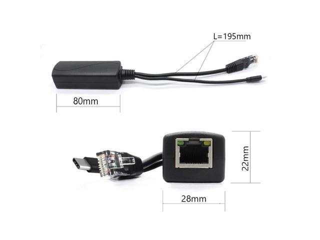 ANVISION 5V PoE Splitter, USB Type C, 48V to 5V 2.4A, IEEE 802.3af Compliant, 10/100Mbps