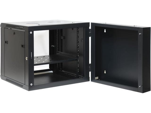 AEONS 9U Professional Wall Mount Server Cabinet Enclosure Double Section Hinged Swing Out 19-Inch Server Network Rack with Locking Glass Door Black...