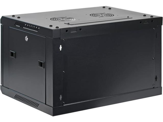 AEONS 6U Professional Wall Mount Network Server Cabinet Enclosure 19-Inch Server Network Rack 16-Inches Deep Black Vented Door with 2 Fans
