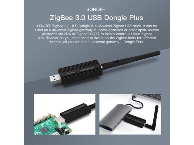 SONOFF Zigbee 3.0 USB Dongle Plus Gateway, Universal Zigbee USB Gateway with Antenna for Home Assistant, IoBroker, Wireless Zigbee 3.0 USB...