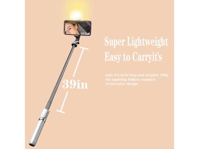 40' Selfie Stick with LED Fill Light & Phone Tripod, Bettvance Extendable Cell Phone Tripod Stand with Wireless Remote, Compatible with iPhone...