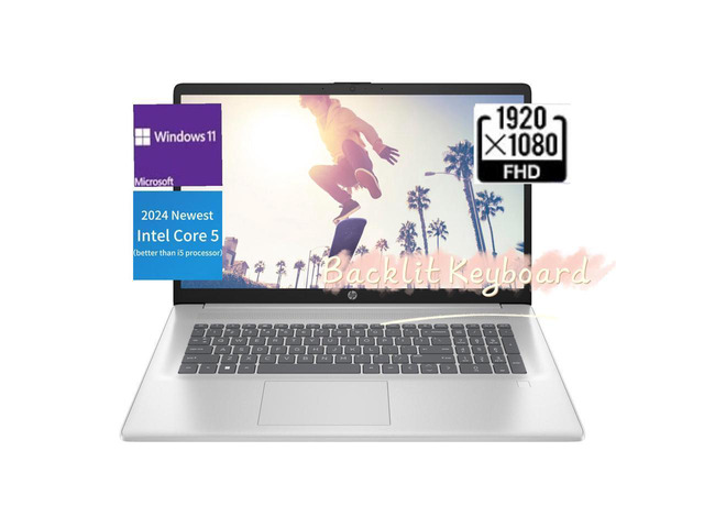 HP 2024 Newest 17.3 FHD Laptop,Intel Core 5 120U (>i5 13th processor),Wi-Fi 6 and Bluetooth 5.3,64 GB RAM,2 TB SSD,Windows 11 Home,Silver