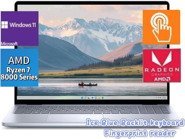 Dell Inspiron 16' FHD+ Touch Laptop,AMD Ryzen 7 8840U,WiFi 6,Fingerprint Reader,