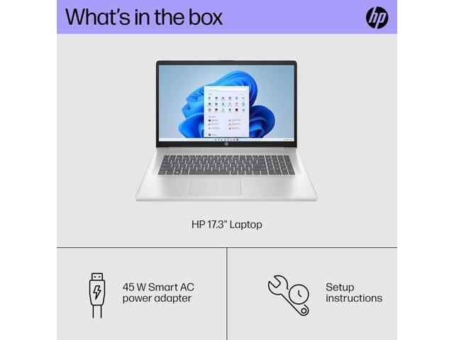 HP 17.3' HD+ Touch Laptop,Intel Core i3-1215U,Intel UHD Graphics,32GB RAM,2 TB SSD,Windows 11 Pro,Natural Silver