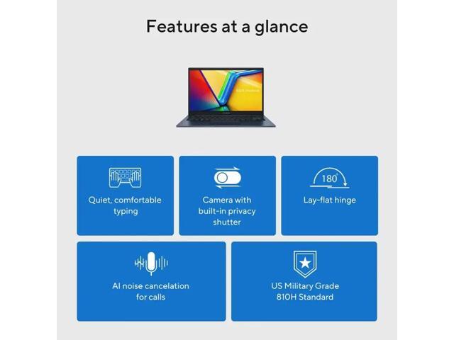 ASUS Vivobook 14 14' FHD Laptop,Intel Core i3-1315U,16GB RAM,256 GB SSD,Windows 11 Pro,Quiet Blue